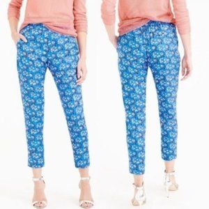 J. Crew Blue Floral High Rise Ankle Pants Size 2 Pull On Spring Summer